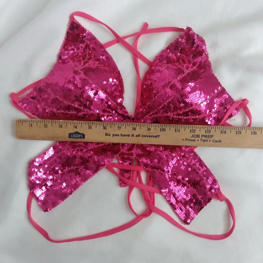 🎉HP🎉Sequin pink crop backless butterfly bra top - Picture 5 of 5